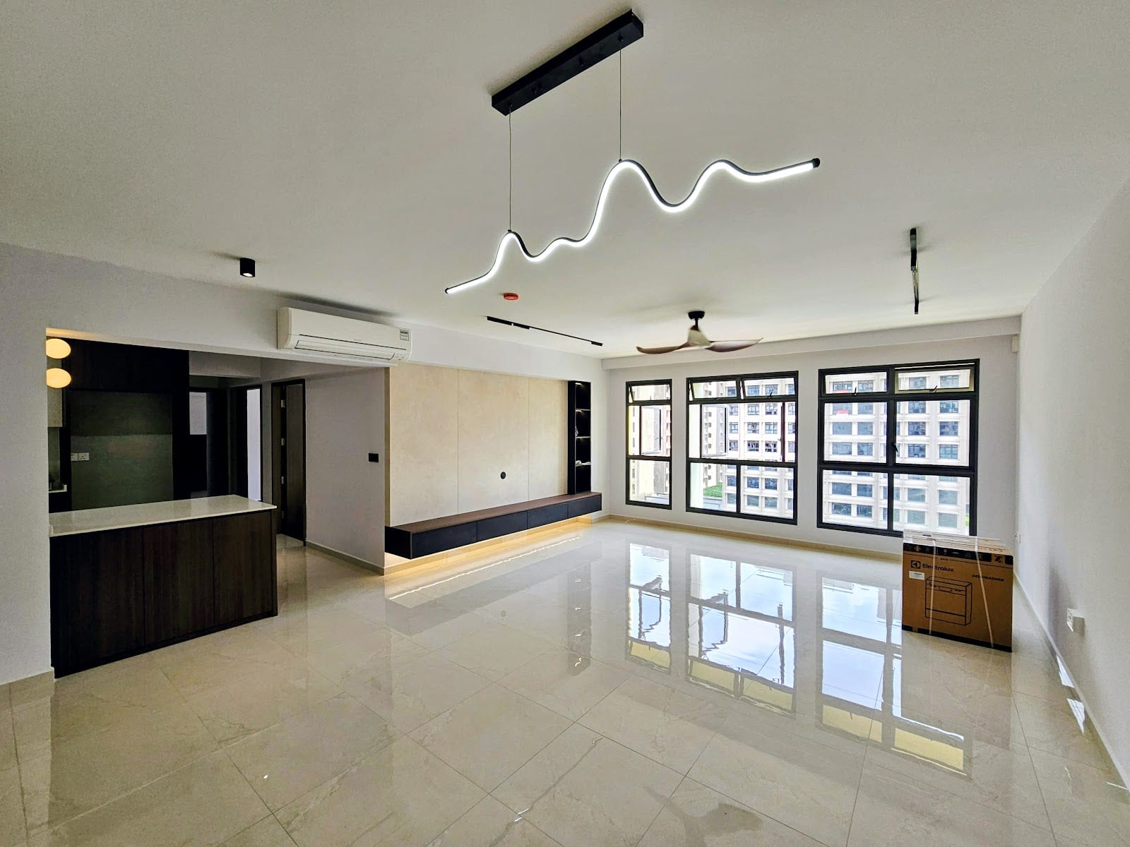 Modern contemporary residential living room renovation in Singapore by Hoong Fatt Heng